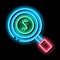 Magnifier Money neon glow icon illustration