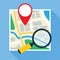 Magnifier Over Navigational Map Flat Icon