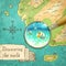 Magnifier showing beautiful nature on the map, illustration, eps10.
