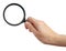 Magnifier in woman hand