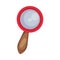 Magnifier on a wooden handle. Vector illustration on a white background.