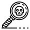 Magnify glass danger sign icon, outline style