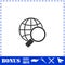 Magnify globe icon flat