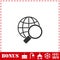 Magnify globe icon flat