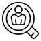 Magnifying client icon outline vector. Customer people