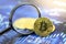 Magnifying glass of bitcoin graph chart ,bitcoin Stock Market Analysis