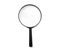 Magnifying glass black color isolated on white. Research, searching or investigating something. top view. Black Magnifying glass