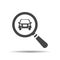 Magnifying glass with a car. Car selling icon