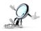 Magnifying glass character with bear trap