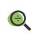 Magnifying glass divide icon on white background