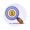 Magnifying glass with dollar, search for financial resources, business search, financial search vector design