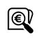 Magnifying glass with euro currency money search icon, euro coin with magnifying glass for button app, research icon wallet, euro