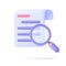 Magnifying glass examining financial document slips. 3D vector illustration