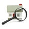 A magnifying glass examining model home