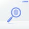 Magnifying glass with fingerprint icon symbols. Search, discovery, research, analysis Encryption, biometric identity authorized