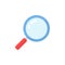 Magnifying glass flat icon. Magnifier search element with red handle.