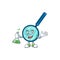 Magnifying glass genius Professor Cartoon character holding glass tube