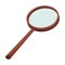 Magnifying glass with a handle. A tool for studying small details. Lens, a research device for scientists and the