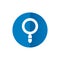 Magnifying Glass Icon, Combined With Blue Circle Shape, Vector Logo Design