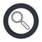 Magnifying glass icon flat vector round button clean black and white design concept isolated illustration