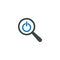 Magnifying glass icon, power off icon