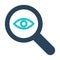 Magnifying glass icon with research sign. Magnifying glass icon and explore, find, inspect symbol
