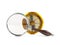 Magnifying glass investigate golden compass