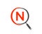 Magnifying Glass On Letter N concept. Search Logo. Initial N Letter Magnifying Glass Logo Design