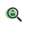 Magnifying glass looking for an executive isolated web icon