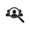 Magnifying glass looking for people icon, employee search symbol concept, headhunting, staff selection, vector illustration