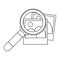 Magnifying glass looking pictures symbol black and white