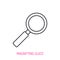 Magnifying glass outline icon. Vector illustration. Symbols of search and education. Optical instrument with glass lens.