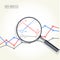 Magnifying glass over charts - data statisics research