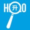 Magnifying glass over Hello word icon white