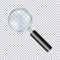 Magnifying glass realistic isolated on transparent background. Vector.