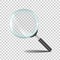 Magnifying glass. Realistic zoom lens icon with transparent glass, research loupe 3D concept. Vector search tool symbol