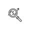 Magnifying glass with rising money chart line icon