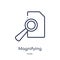 magnifying glass search button icon from user interface outline collection. Thin line magnifying glass search button icon isolated