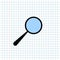 Magnifying Glass Searching Symbol Icon on Paper Note Background, Media Icon for Technology Communication and Business E-Commerce