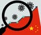 Magnifying glass showing graph with growing number of coronavirus cases. 2019-nCoV concept