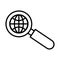 Magnifying glass with sphere browser line style icon