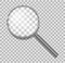 Magnifying glass with steel frame isolated. Realistic Magnifying glass lens for zoom on transparent background. 3d