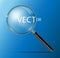 Magnifying Glass on Transparent blue Background, With Gradient Mesh. Realistic Magnifying glass lens Vector