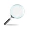 Magnifying glass. Transparent realistic zoom lens isolated on white background. Vector 3D loupe tool, research concept