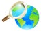 Magnifying glass world earth globe concept