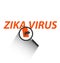 Magnifying glass on Zika virus text