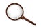 Magnifying tool magnifier. Glass lens on a mahogany handle