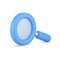 Magnifying volumetric glass. Blue tool for investigations and detective search for traces crime