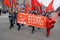 Magnitogorsk, Russia, - May, 1, 2019. â€œIt`s time to change power!â€ Is the inscription on the poster of the communists