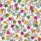 Magnolia bush floral with confetti polka dots. Vector repeat. Great for wrapping, scrapbooking, gift, apparel, wedding